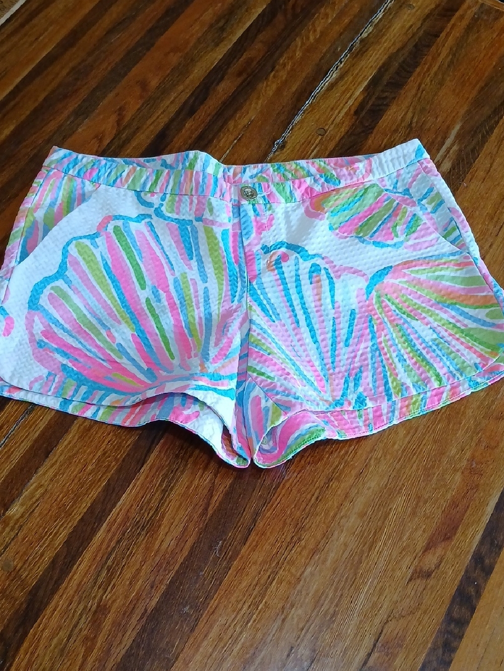 Lily Pulitzer Adie Resort Shell-Print Cotton Shorts - Pink Multi - 2
